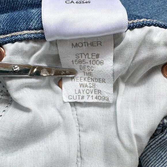 New MOTHER The Weekender Jeans Mid Rise Flare in Layover Wash Blue 25 - Picture 9 of 15